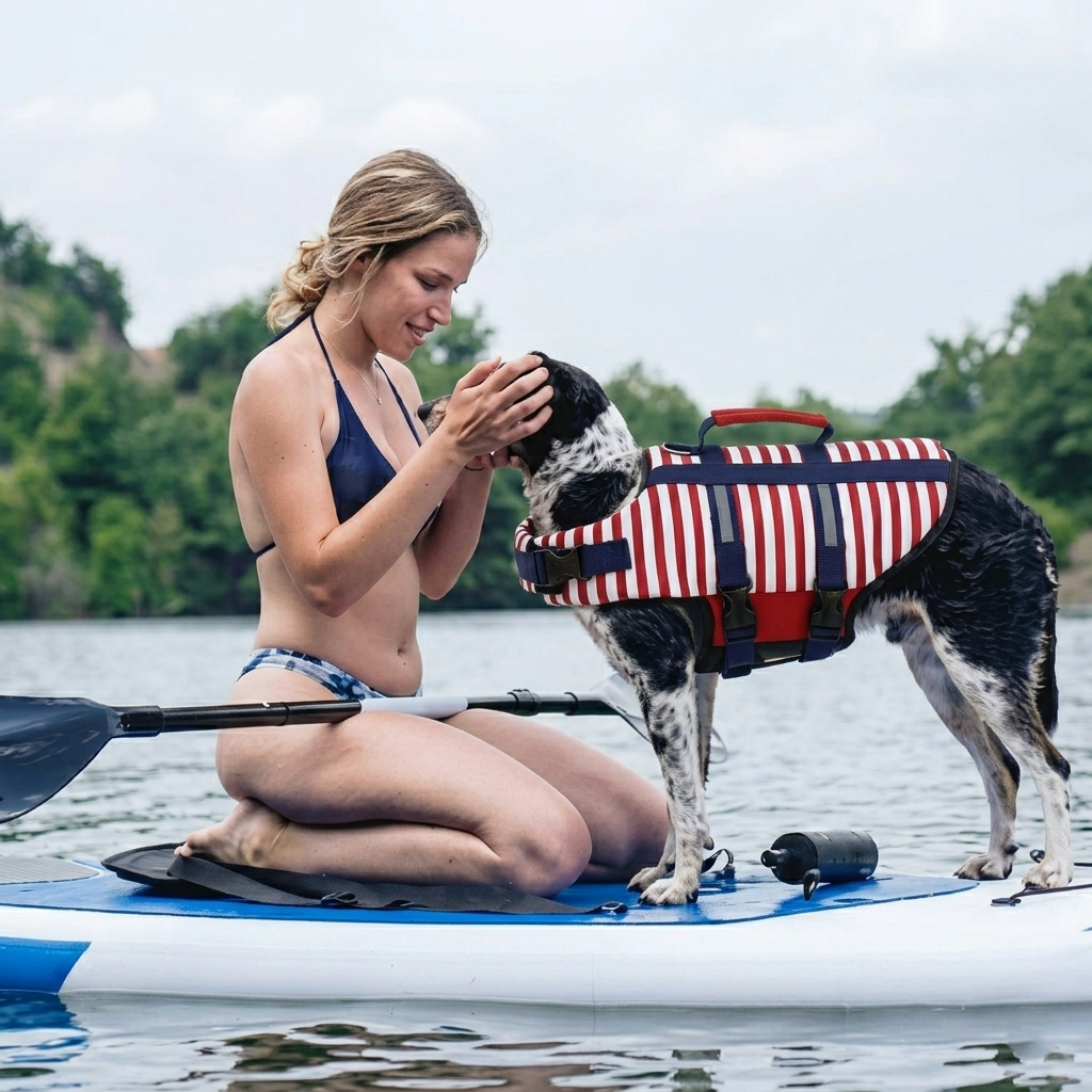 pet life vest with rescue handle adjustable dog swim jacket