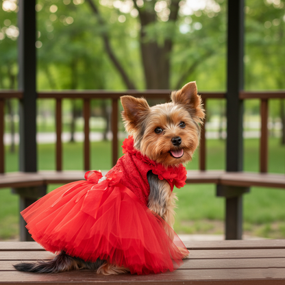 Dog Wedding Dress Red Rose Fairytale