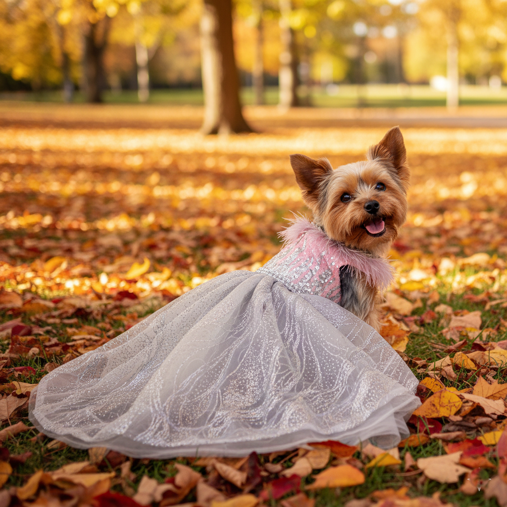 Dog Sequin Princess Queen Gown