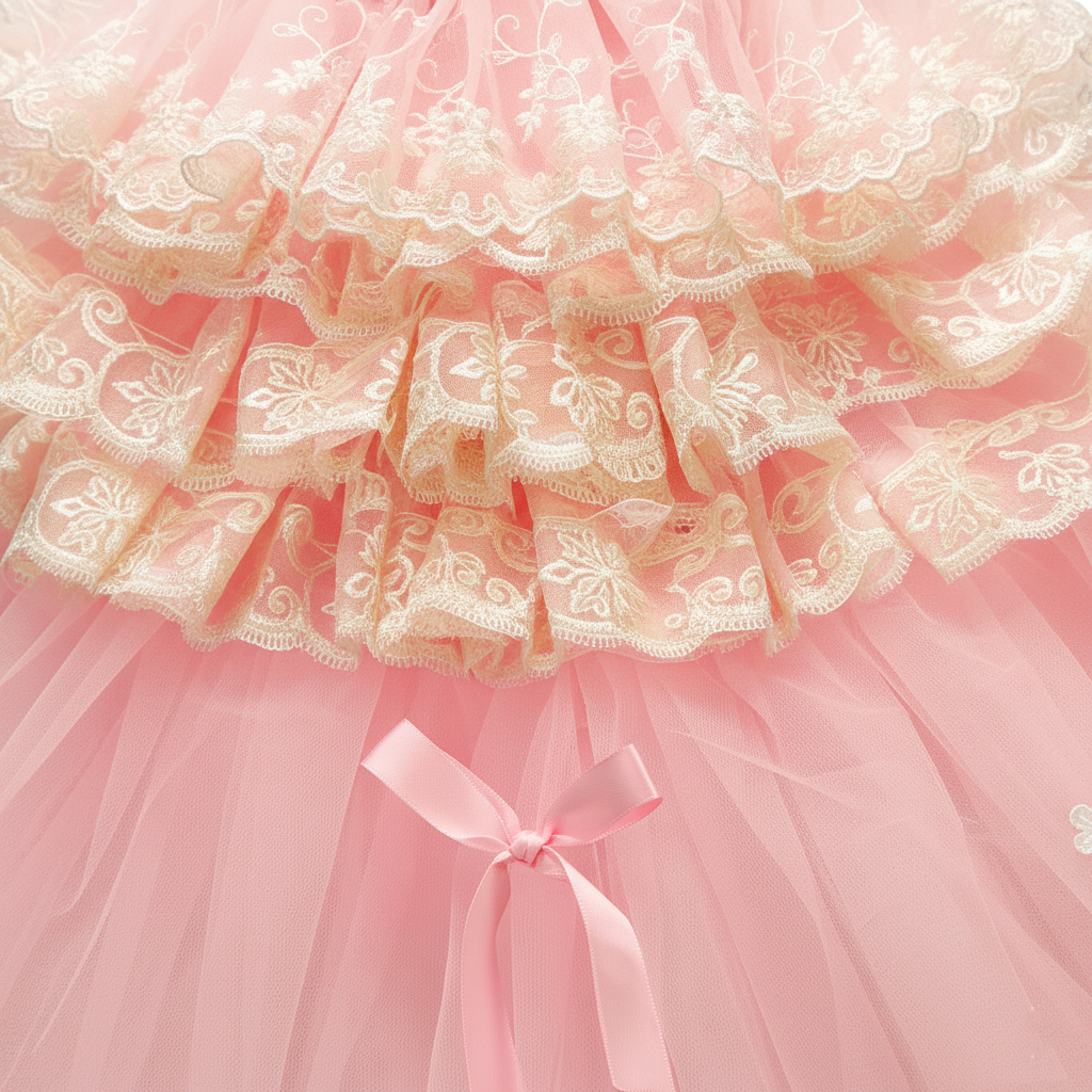 Elegant Pink Lace Dog Dress Trailing Handcrafted Princess Tutu Gown for Wedding Party