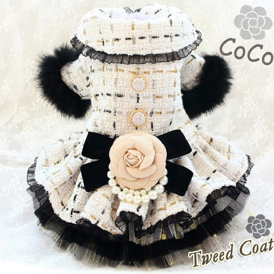 luxury tweed dog dress with fur trim palm coast
