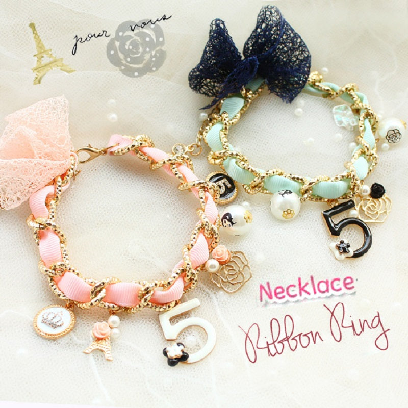 Ribbon Number Charm Pet Necklace