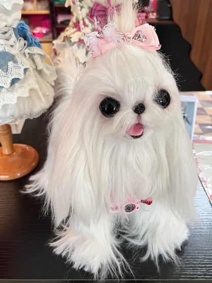 Pet Accessories Lace Bow Hair Clip with Heart Rhinestones headwear