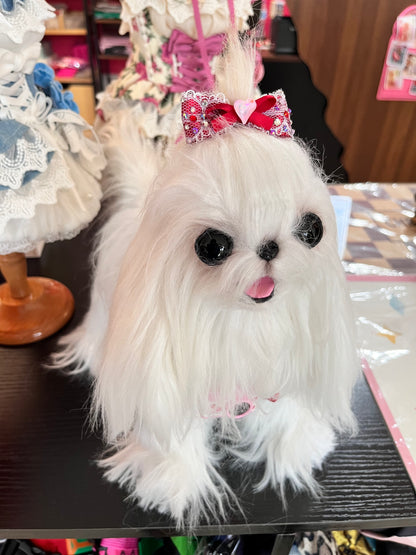 Pet Accessories Lace Bow Hair Clip with Heart Crystal Headwear