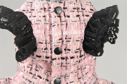 Pink Tweed Dog Coat Dress Pet Tutu Outfit