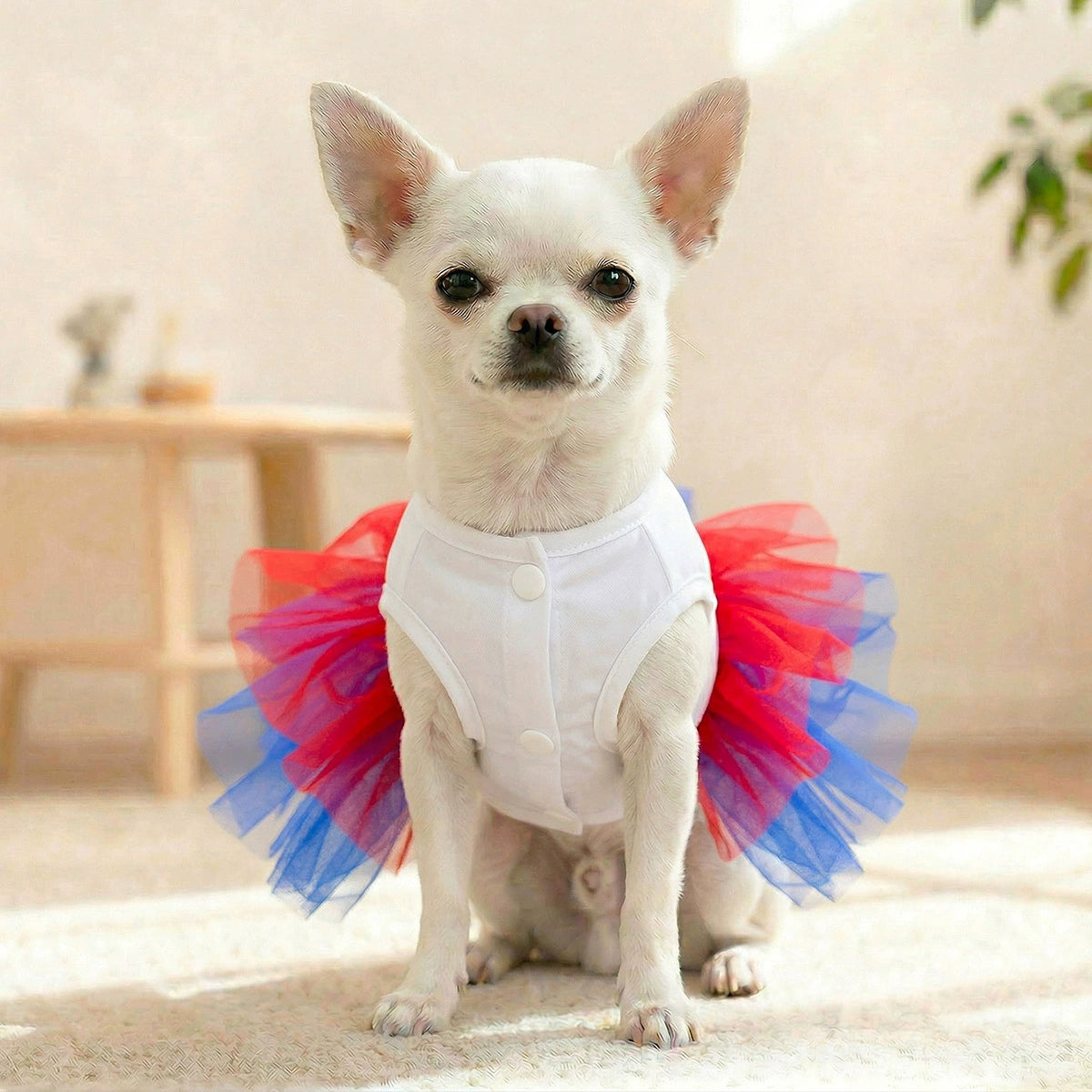 Small dog patriotic tutu dress for holiday celebrations