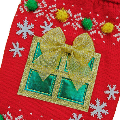 Christmas Pet Sweater • Gift Box Appliqué & Bow Knit