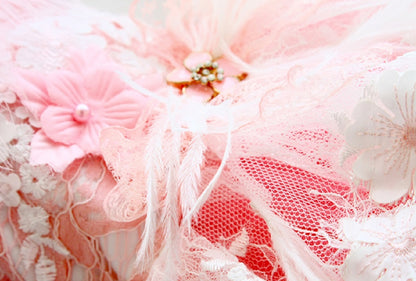 Unique Pet Feather Tutu Dog Lace Dress Princess Dress Pink Swan for Wedding Party Birthday Festival One Piece