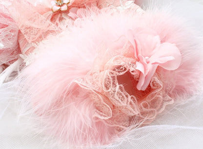 Unique Pet Feather Tutu Dog Lace Dress Princess Dress Pink Swan for Wedding Party Birthday Festival One Piece