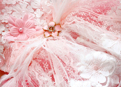 Unique Pet Feather Tutu Dog Lace Dress Princess Dress Pink Swan for Wedding Party Birthday Festival One Piece