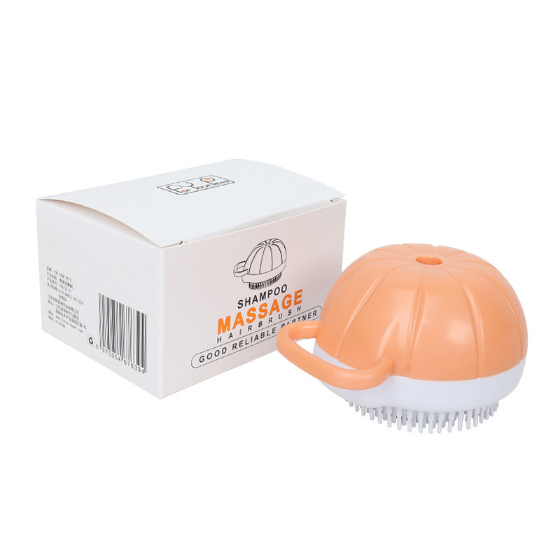 Orange and white shampoo massage hair brush with product box