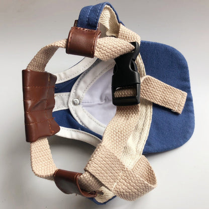 Adjustable dog baseball hat for small pets