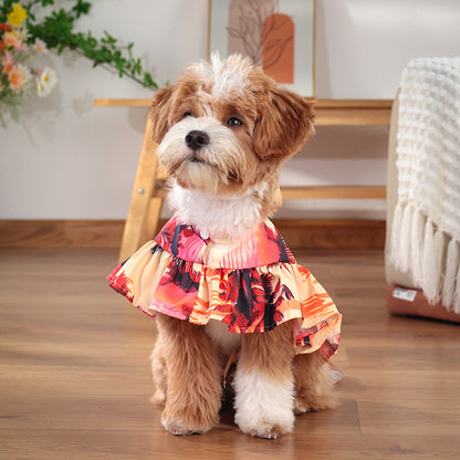 Beach vacation pet outfit with ruffle skirt