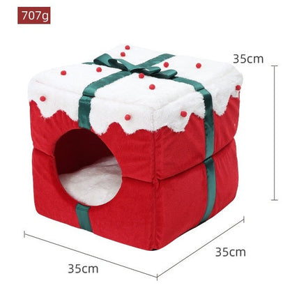christmas Gift Box Pet House product photo for Jane's Pet Boutique