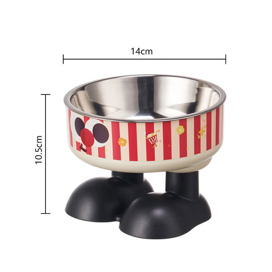 Striped Elevated Stainless Steel Pet Bowl