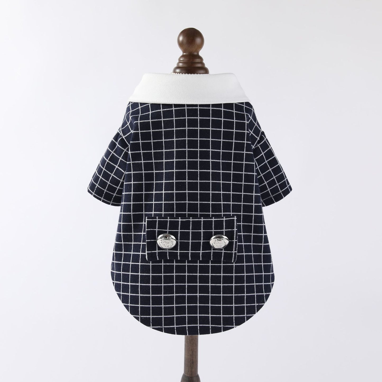Plaid Tuxedo Dog Suit Outfit with Shirt Bow Tie(Layered-look)