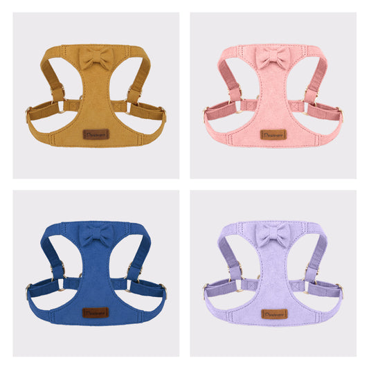 Pet Harness & Leash Set – Soft Suede Bow Design, 4 Colors