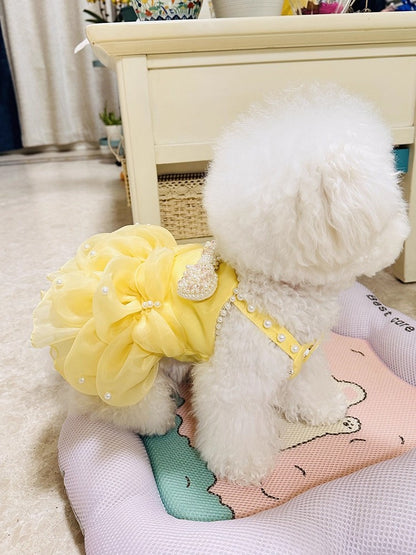 Handmade Elegant Yellow Pearl Princess Dress