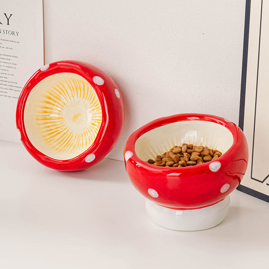 Mushroom Ceramic Pet Bowl Set (2 pieces per set)