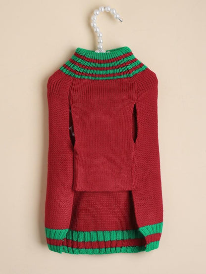 Christmas Pet Sweater • Knit Snowman & Pom-Pom Hat