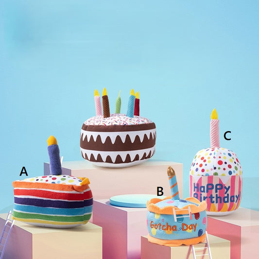 Dog Toy Birthday Cake Plush Squeaky