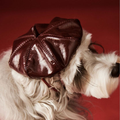 Luxe Leather Pet Beret Dress With Hat