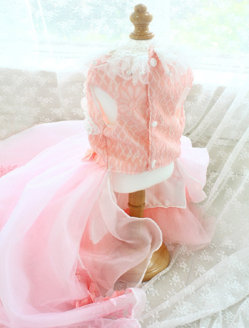 Luxury Dog Clothes Princess Pet Wedding Dress Pink Dog Gown