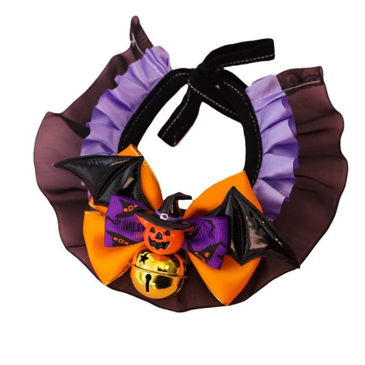 Halloween Pet Ruffle Collar with Bat Wings & Bell