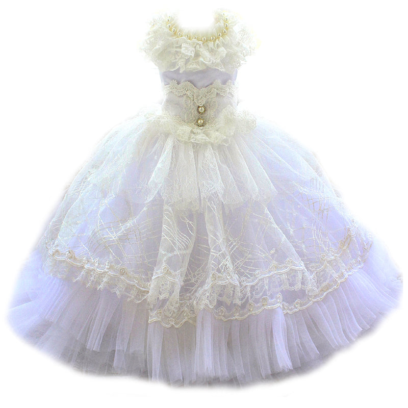 Handmade Victorian Inspired White Crinoline Unique Pet Clothes Dog Wedding Dress Elegant Bridal Gown