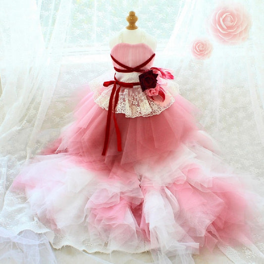 Pink Rose Princess Ball Gown For Dog & Cats