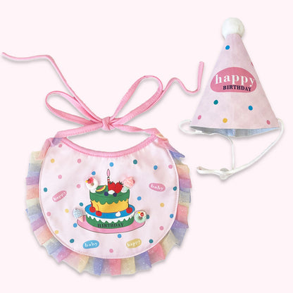Pink Cake Pet Birthday Hat and Bib Set - main product view