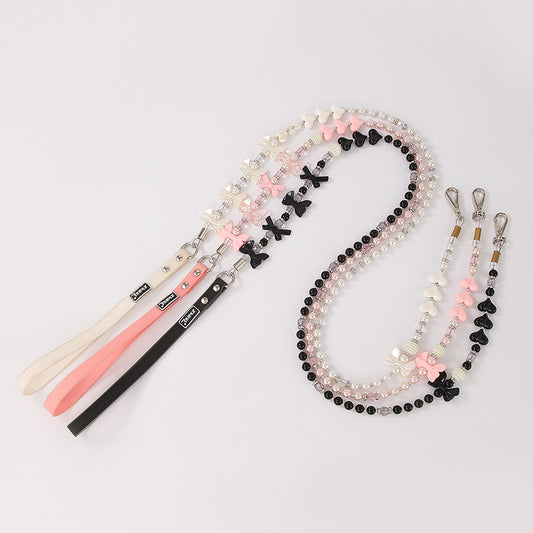 Pet pearls leash with cute bow