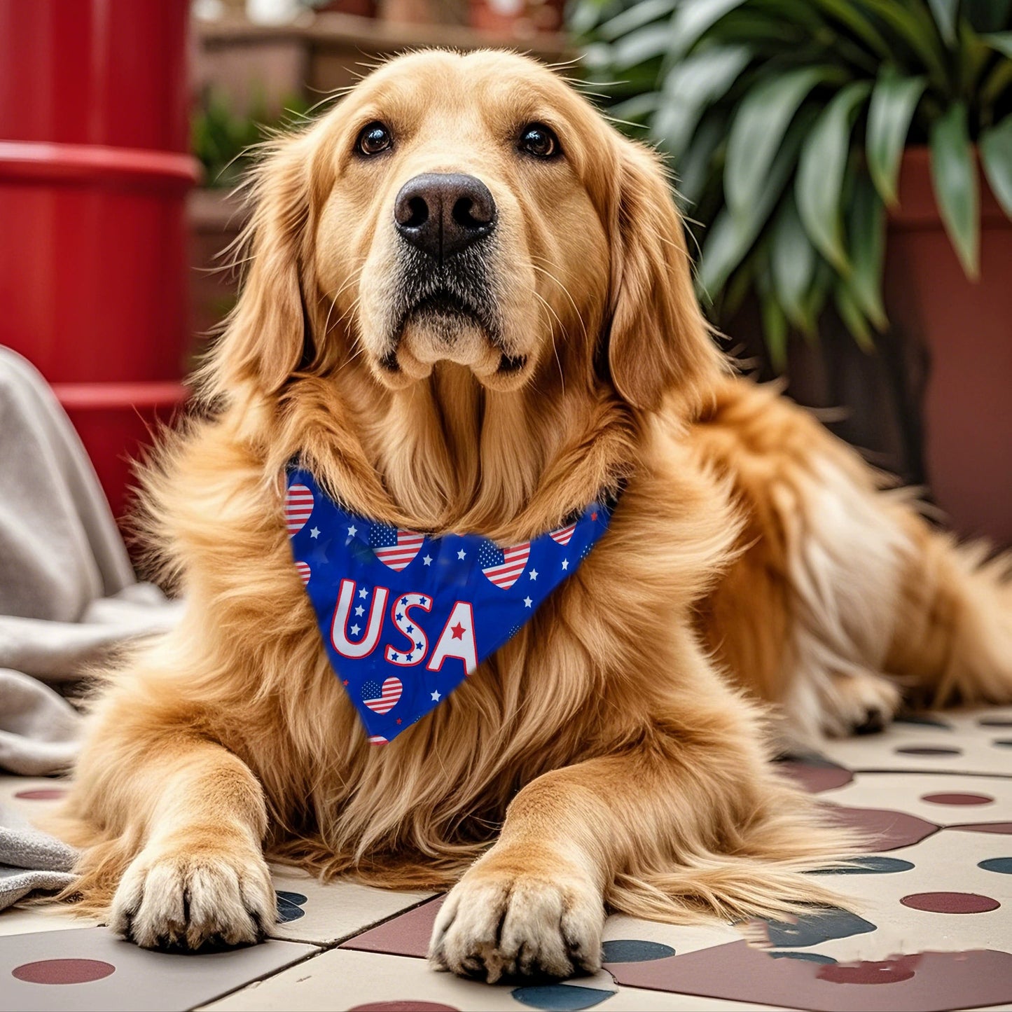 Memorial Day puppy bandana with USA print