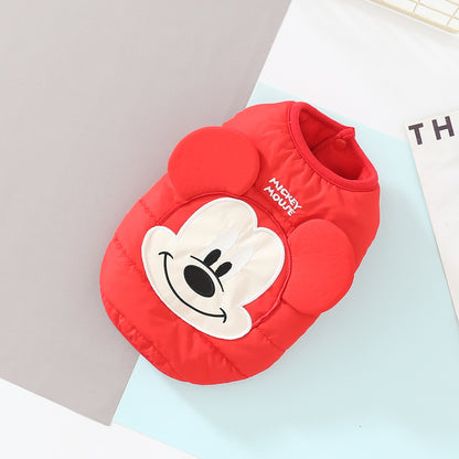 Red cartoon padded dog vest with raised face and ears