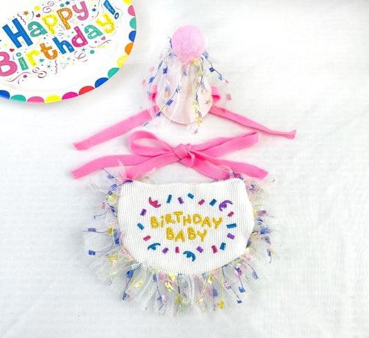 Pet birthday party kit cone hat + bib