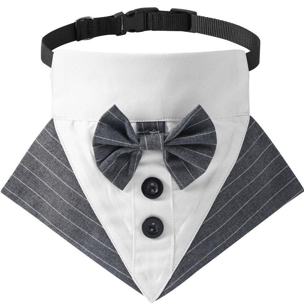 Dog bow tie gray stripe