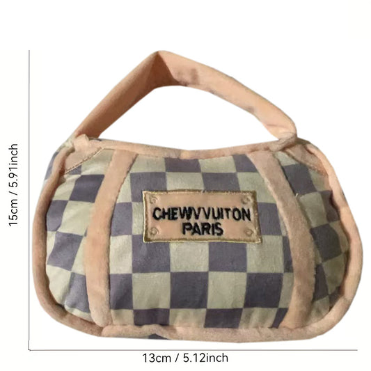 Dog toy plush purse plaid