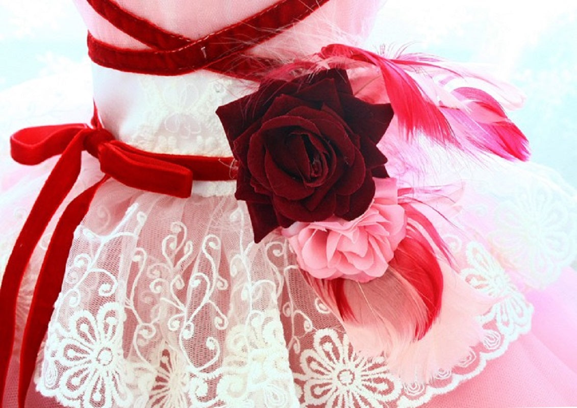 Pink Rose Princess Ball Gown For Dog & Cats