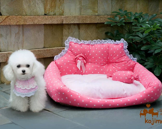 Pink Dot Princess Dog Sofa Bed