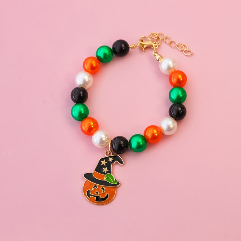 Halloween pet necklace pumpkin hat