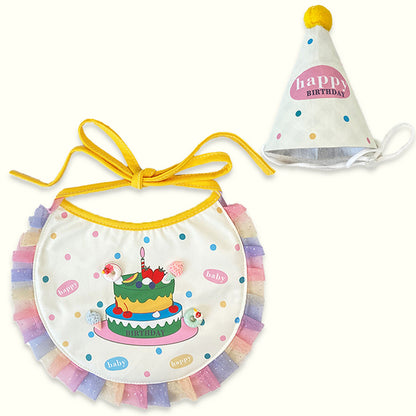 Yellow Cake Pet Birthday Hat and Bib Set - main product view