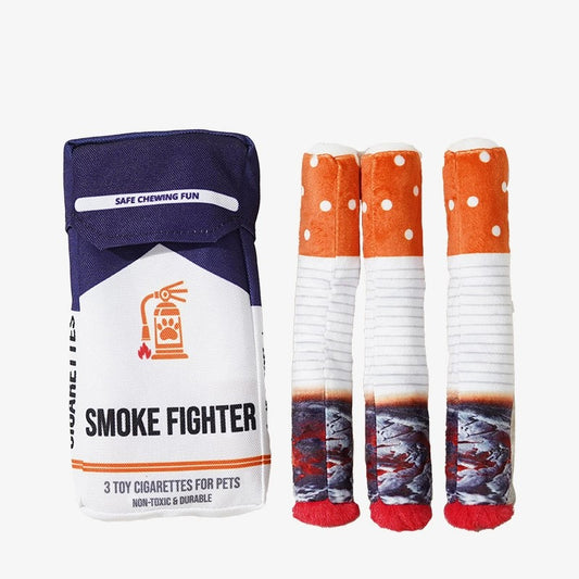 Cigarette Plush Dog Toy Set with Squeaker – Funny Interactive Chew Toy(lit)