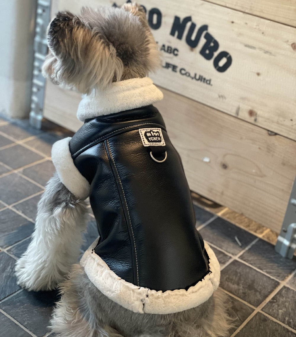 Furry Biker Pet Jacket Dog Clothing