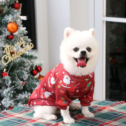 Dog & Cat Christmas Pullover • Warm Fleece, Santa Print