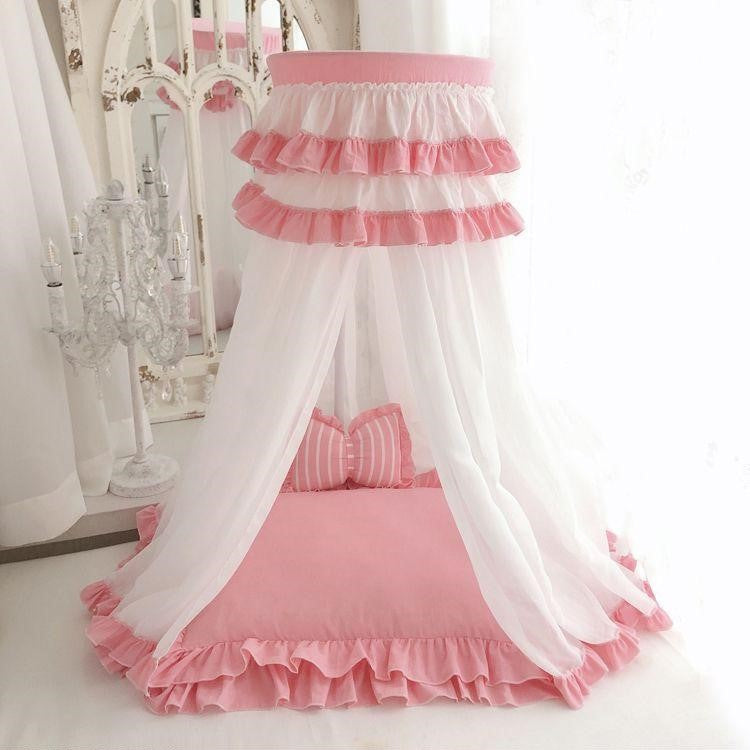 Pink Princess Canopy Pet Bed