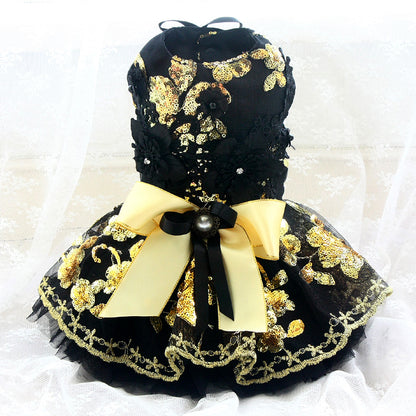 Unique Design Floral Sequin Pet Clothes Luxury Tutu Dogs Dress Perfect for Weddings Birthdays