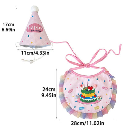 Blue Cake Pet Birthday Hat and Bib Set