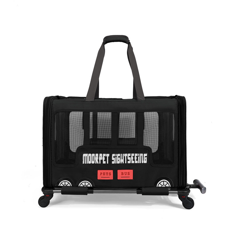 Rolling Pet Carrier – Bus Style Travel Bag with Wheels &amp; Mesh Panels
