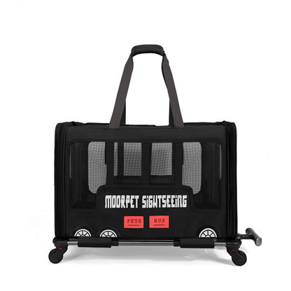 Rolling Pet Carrier – Bus Style Travel Bag with Wheels &amp; Mesh Panels