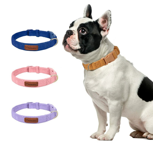 Suede Dog Collar with Buckle & D-Ring (Multiple Colors)+leash set